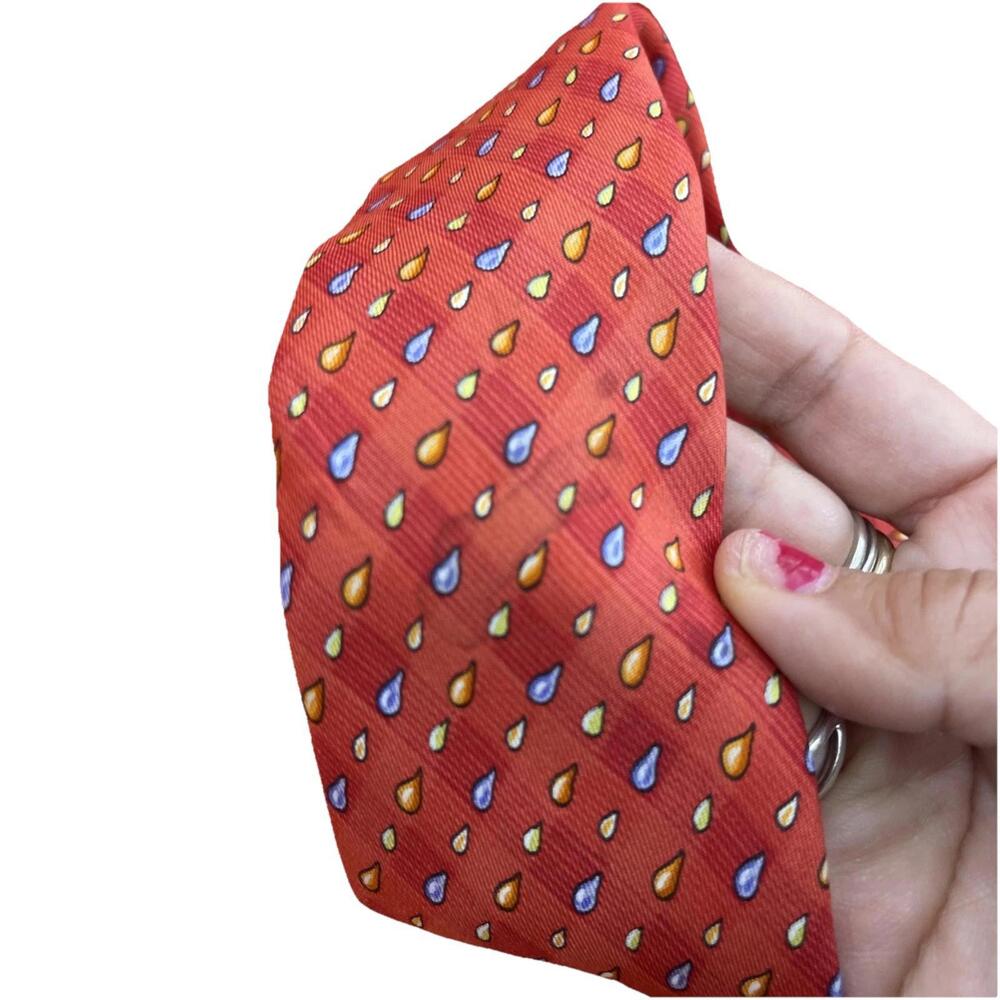 HERMES VINTAGE RAINDROPS RAINY DAYS TIE RAIN DROP WATER HIGH END FRANCE H62 - Picture 4 of 6